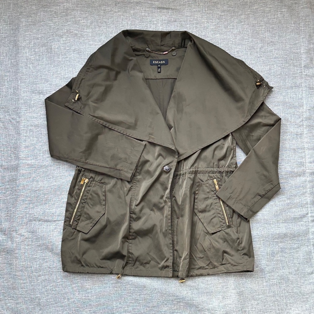 Escada Madge Convertible Utility Military Jacket - Cactus Green - EU40/US10